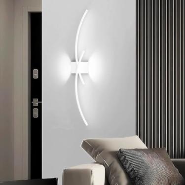 Imagem de Arandela de parede linear moderna, branca 6000K, 100cm, 35W LED, para varanda, quarto, sala de estar, escritório - luminária de cabeceira