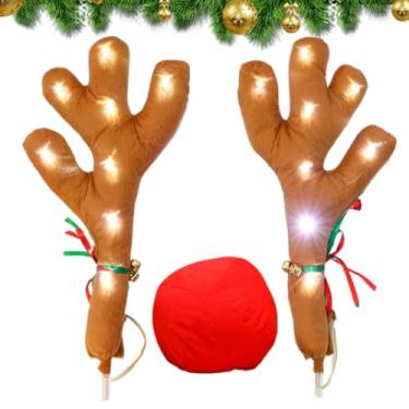 Imagem de Conjunto De Chifres De Rena Para Carro - Acessórios De Fantasia De Feriado Para Automóvel - Decoração De Natal Para Carro | Para Carrinhos De Golfe, Caminhões, Veículos E Automóveis