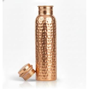 Imagem de NZM Garrafa de água de cobre 100% puro, recipiente de cobre martelado de 963 g para beber - à prova de vazamento, garrafa de cobre ayurvédica, garrafa de cobre de água para benefícios de saúde, casa,