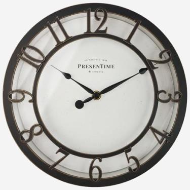 Imagem de Presentime & Co Relógio de parede série Farmhouse de 10 polegadas, estilo vintage, relógio retrô, silencioso sem tique-taque, acabamento bronze polido a óleo