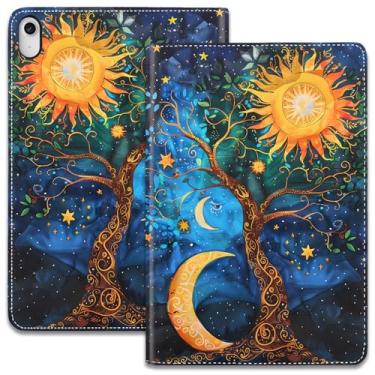 Imagem de Capa para iPad (A16) 11ª geração 11 polegadas 2025/iPad 10ª geração 10,9 polegadas 2022, suporte ajustável, auto despertar/hibernar, capa inteligente – Sol Lua Estrelas