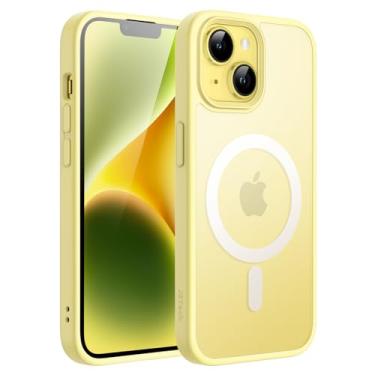 Imagem de JETech Capa Magnética para iPhone 14 6,1 Polegadas Compatível com MagSafe, Case Capinha Translúcido Fosco Verso Fina à Prova de Choque Tampa (Amarelo)
