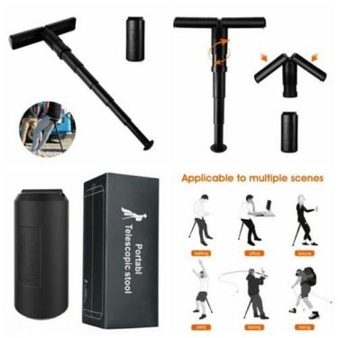 Imagem de Banqueta Portatil Retratil Dobravel Compacta Sitpack Cadeira Banco Banquinho Fila Pescaria Show Telescopico