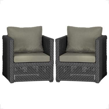 Imagem de 2 Poltronas Madri Alumínio Corda Náutica Estofado 8 Trama Preto