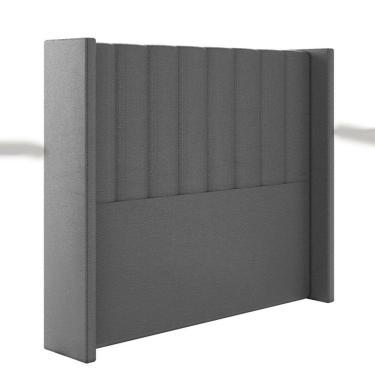 Imagem de Cabeceira Estofada Casal 140 Cm Turquesa Corino Preto