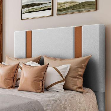 Imagem de Cabeceira Estofada Solteiro 90 Cm Ametista Corino Branco