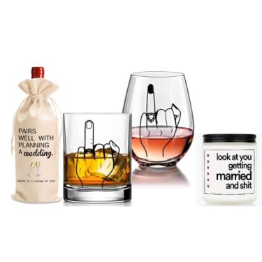 Imagem de Comfit Presentes de noivado e casamento - Copos de chá de panela, presente de aniversário para casais - Copos dourados de vinho e uísque de 525 g