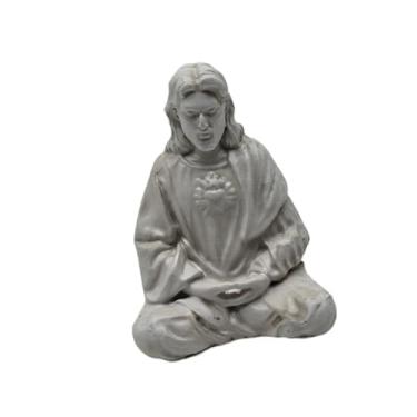 Imagem de Ｂｅｓｇａ Estatueta de Jesus Meditando para Decoração de Mesa - Coleção de Esculturas Tradicionais - Decoração de Altar - Resina Decorativa para Prateleira de