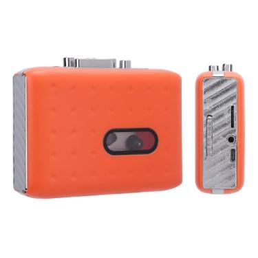 Imagem de Conversor de cassete para digital, leitor de fita cassete laranja, microfone e alto-falante embutidos, cassete USB para conversor de MP3 com conector de 3,5 mm, gravação reversa para fita