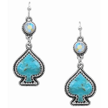 Imagem de Rosemarie & Jubalee Brincos pendentes Western Spade, prata polida com pedra turquesa, 3,8 cm, 20mm, Cristal, liga metálica, Cristal criado