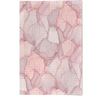 Imagem de Quebra-cabeça 1000 peças para adultos pintura animal arte mármore rosa dourado quebra-cabeças cena de outono presentes engraçados para amantes de quebra-cabeça, 1000 peças, 75 x 50 cm