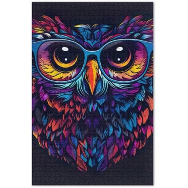 Imagem de Um design gráfico para camiseta de uma coruja quebra-cabeças 1000 peças presentes de elefante branco adulto engraçado grande quebra-cabeças animal flor arte, 75 x 40 centímetros