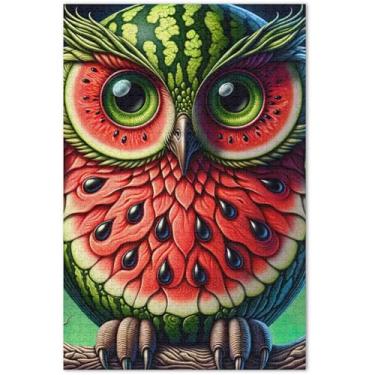 Imagem de Quebra-cabeça de coruja melancia 500 peças adultos animal arte floral quebra-cabeça cena outono presentes elefantes brancos, 51 x 35 centímetros