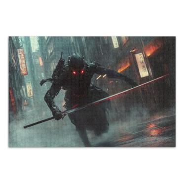 Imagem de Quebra-cabeças de guerreiro escuro com espada exclusivos para adultos com letras nas costas 1000 peças