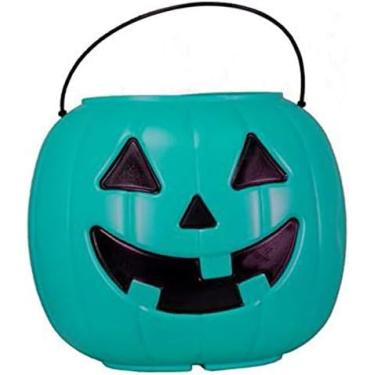 Imagem de General Foam Plastics Balde de doces Halloween Pumpkin Jack O Lantern (azul-petróleo)