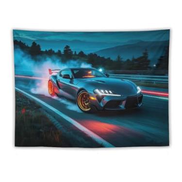 Imagem de HouLaiZhe JDM Tapeçaria de carro Sup Drift Carro Jdm Montanha Estrada Pendurado na Parede Quarto Decoração de Casa Tapeçarias Estética Piquenique Decoração de Parede Arte de Parede para Dormitório