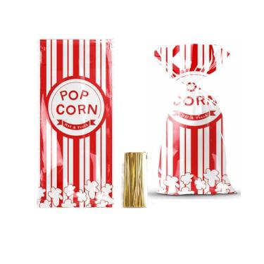 Imagem de 50 sacos de pipoca para porções individuais – sacos de pipoca descartáveis para festa, manga de milho, carnaval, Halloween, Natal, lembrancinhas, lembrancinhas, para palomitas, filmes noturnos