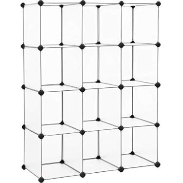 Imagem de SONGMICS Organizador de armazenamento de cubos, conjunto de 12 cubos de plástico, estante de livros, organizadores de armário e armazenamento, organização de quarto, sala de estar, 12,2 x 36,6 x 48,4