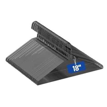 Imagem de Cabides de metal de arame de 45,7 cm, pacote com 100, extralongos para camisas, blusas, casacos, economia de espaço e antiderrapante, fino para limpeza a seco, organização de varejo e armário