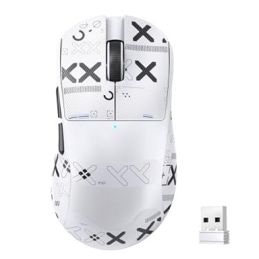 Imagem de ZIYOU LANG Mouse para jogos sem fio leve Magic-Refiner X2, modo triplo (2,4G/com fio/BT), DPI 24K, sensor óptico PAW3311, taxa de pesquisa de 1000 Hz, 500 mAh, 69 g mouse ergonômico para mãos