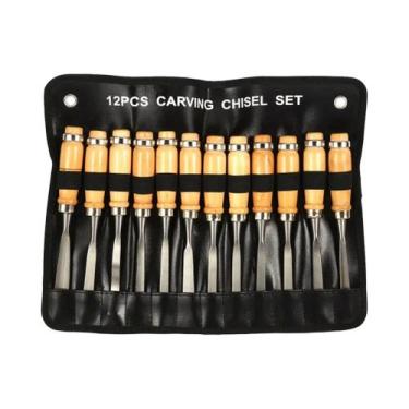 Imagem de 12PCS Madeira Escultura Mão cinzel Set Carpintaria Profissional Torno 