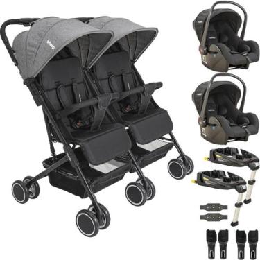 Imagem de Carrinho Kiddo Gemeos 2 Bebe Conforto 2 Base ISOFIX Mascote Grafite