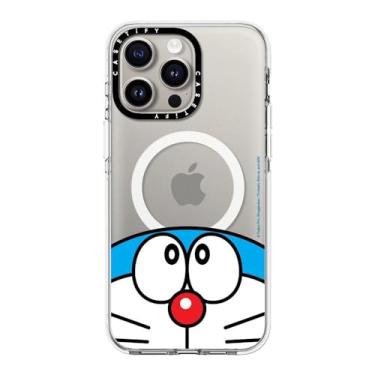 Imagem de CASETiFY Capa transparente para iPhone 15 Pro Max [Doraemon Co-Lab/Não amarela/Proteção contra quedas de 2 metros/Compatível com Magsafe] - Doraemon - Transparente