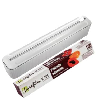 Imagem de Dispenser Cortador de Plástico Filme e Papel Alumínio Premium Acompanha 1 Rolo Plástico Filme Corte Preciso Compacto e Resistente Ideal para Cozinha