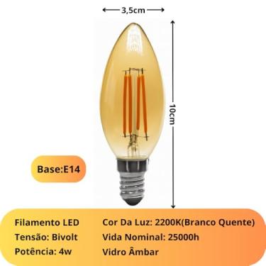 Imagem de Lâmpada Filamento LED C35 Vela E14 4W 2400K Bivolt