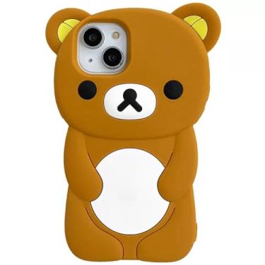 Imagem de Capa de silicone macia com estampa de urso para iPhone 17 16 15 14 13 12 11 Pro Max mini Plus Xs XR 6 7 8 Plus, mano
