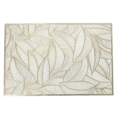 Imagem de Kit 4 ou 6 Jogo Americano Mesa Posta Antiderrapante Resistente ao Calor para Jantar (folhas quadradas ouro,4 Pecas)