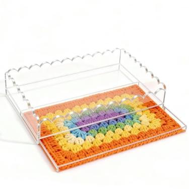 Imagem de Bandeja de acrílico recortada com gaveta deslizante de 20 x 15 cm, bandeja de acrílico transparente personalizável para inserção de bordado, fotos, arte, tecido, mensagens de exibição