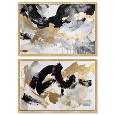 Imagem de Neutral Luxe Harmony AbstractsCanvas Print Living Room Wall Art Conjunto de 2 por Art Remedy, moldura dourada, 61 x 40 cm