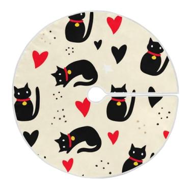 Imagem de Blueangle Saia de árvore de gato preto para dia dos namorados de 118 cm - decoração de árvore de feriado de poliéster macio e resistente a rugas (162)