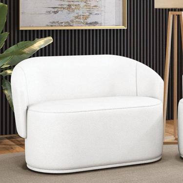 Imagem de Sofá 2 Lugares Namoradeira Orgânica Para Sala Malu Sintético Branco M11 - D`rossi