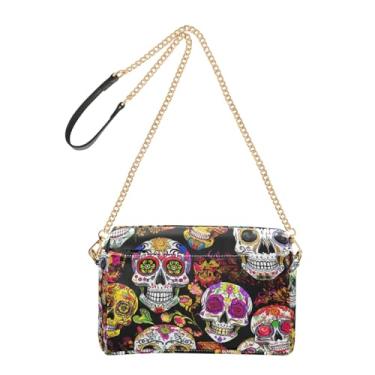 Imagem de Joitme Bolsa de ombro feminina transversal para celular linda bolsa de ombro de couro PU alça de corrente vibrante impressão intrincada colorida