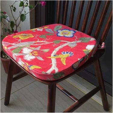 Imagem de Yadlan Almofadas para cadeira de sala de jantar, almofadas para cadeiras de cozinha antimanchas, com laços antiderrapantes, almofada de assento macia para banquinho, jardim E1 43 x 42 x 33 * 3 cm