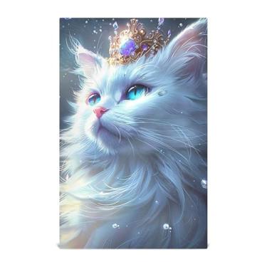 Imagem de Joisal Conjunto de toalha de prato de cozinha coroa de gato branco princesa toalhas de chá de mão fofos panos de limpeza reutilizáveis absorventes 45 x 71 cm, 1 pacote