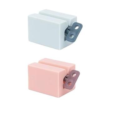 Imagem de 2 peças, saco de apertar pasta de dente, com uma alça de esfregar. Design de rolo, conveniente e rápido para espremer pasta de dente. Pode ser usado como um rack de armazenamento de pasta de dente