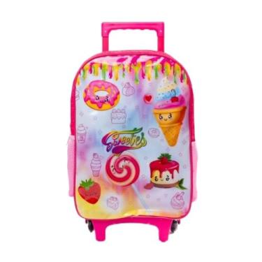 Imagem de Mochila de Rodinhas Infantil Sweeties, Rosa, Poliéster, 48x31x14cm, 17 Litros, 3 Compartimentos, para Escola