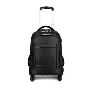 Imagem de Mochila com rodinhas multifuncional, mala leve de 45,7 cm com rodas para homens, mulheres e adultos (preta 45,7 cm), Preto, Medium