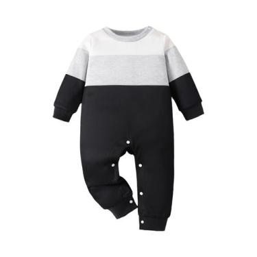 Imagem de Macacão Para Bebês Meninos De Manga Longa Com Decote Redondo E Cores C