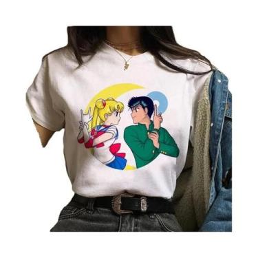 Imagem de Camiseta Gráfica Retro Sailor Moon De Algodão Para Verão, Casual, Unis