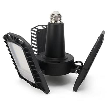 Imagem de HouLight UL Certified LED Garage Lights Ceiling Lights, 6500 Lumens, E26/E27 Adjustable Ceiling LED Lights, 60W, Ultra Bright 5000K Natural Daylight White, Deformable Trilights, Adjustable Panel