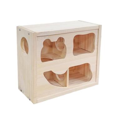 Imagem de Bothyi Casinha de madeira para hamster, habitat de 2 andares, abrigo, cabana, esconderijo para pequenos animais de estimação, como lemingues, chinchilas e, Madeira