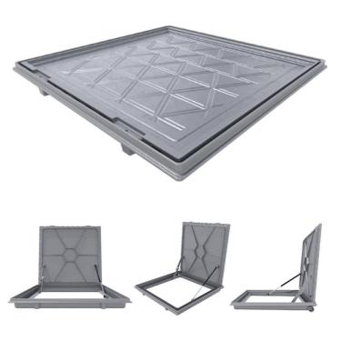 Imagem de Tampa Piscina Casa Máquina 70x70 Articulada Rebaixada Cinza