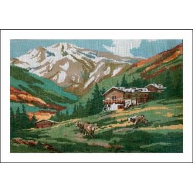 Imagem de Kit De Bordar Completo: Tela Pintada Talagarça + Lã + Agulha +  Manual