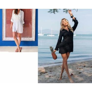 Imagem de Kit 2 Camisa Camisão Manga Longa Chemise Leve Estilosa Feminina - Dona