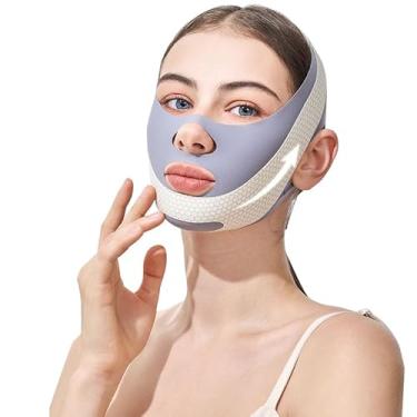 Imagem de Máscara facial ajustável de 4 vias GlowYouth | Faixa de modelagem e emagrecimento em V para firmeza facial, antienvelhecimento, reduz o queixo duplo e dobras nasolabiais - Tônico facial reutilizável