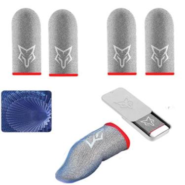 Imagem de kit 4 Luvas De Dedo Gamer Fibra De Seda V10 2025 e 1 Box Case Aluminio